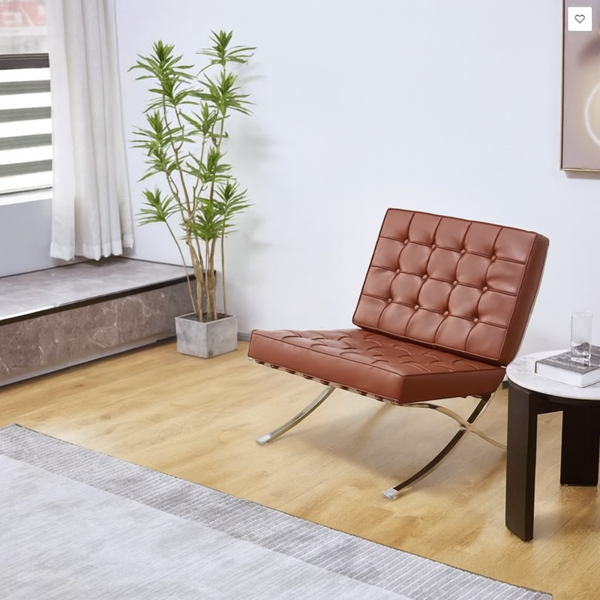 Rit Concept Barcelona Chair And Stool, Real Leather