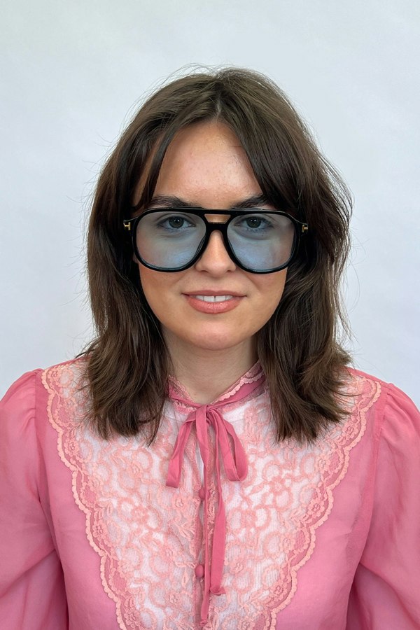 SVNX Oversized Navigator Sunglasses in Black with Blue Lenses