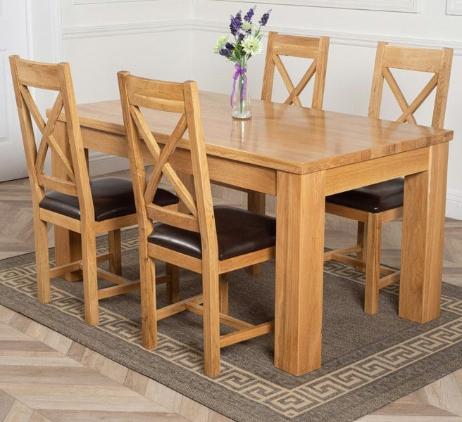 That's Furniture Dakota Medium Oak Dining Table with Berkeley Oak Chairs