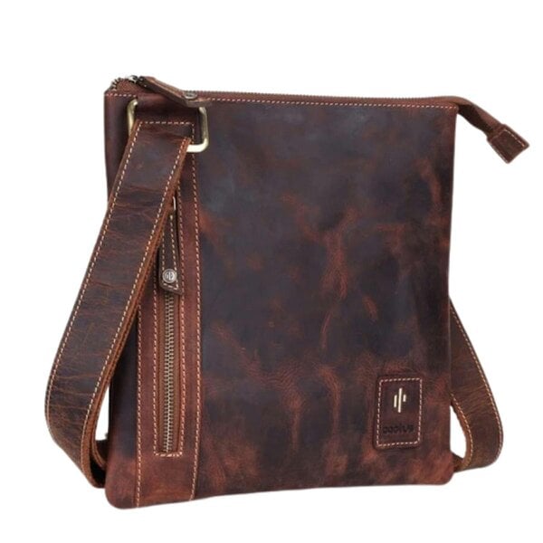 Mala Leather Cactus Brown Leather Slim Crossbody Bag