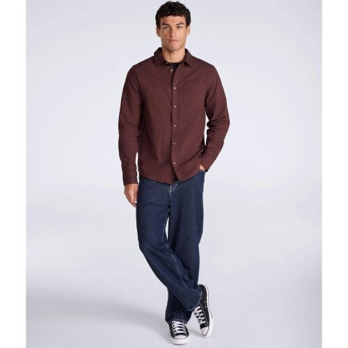 Animal Mens Brushed Cotton Lightweight Long-Sleeved Shirt - Burgundy