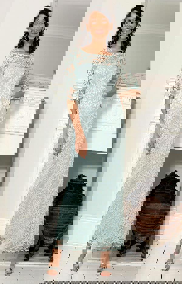 Alie Street London Lila Gown Long - Mint Silver Green