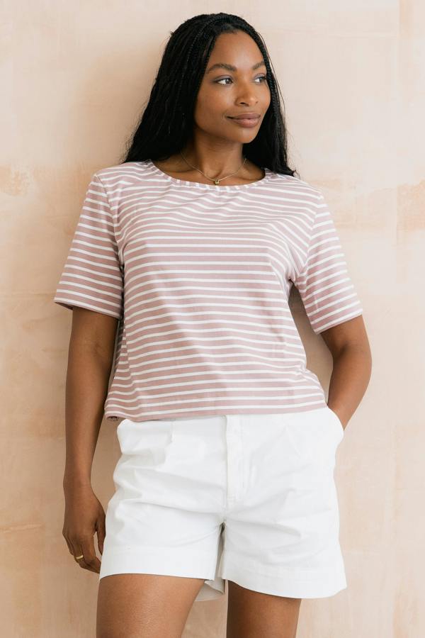 Lily & Me Kite Boxy Stripe T-Shirt Soft Pink