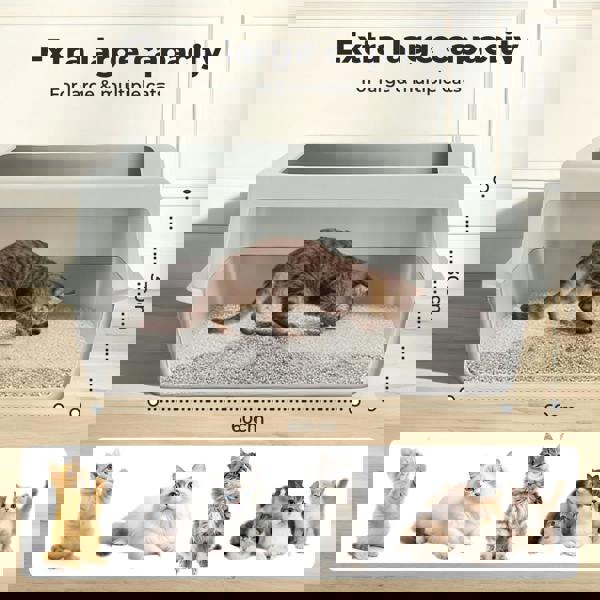 Skylos Stainless Steel Cat Litter Box Semi-Enclosed Easy Cleaning Pet Toilet