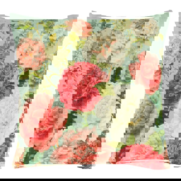 RHS Rose Garden Shower Proof Outdoor Cotton Cushion