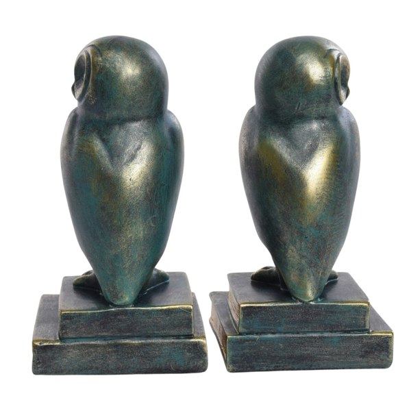 Maison des Cadeaux Green Bird Owl Rustic Bookend Set Retro Home Office Adult Kids