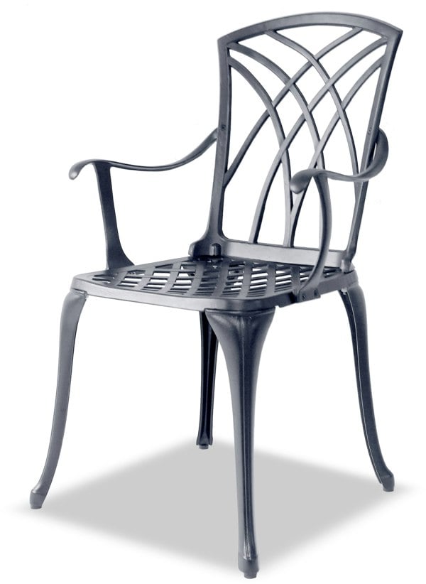 Centurion Supports OSHOWA Luxurious Garden and Patio Table and 2 Large Chairs with Armrests Cast Aluminium Bistro Set Grey