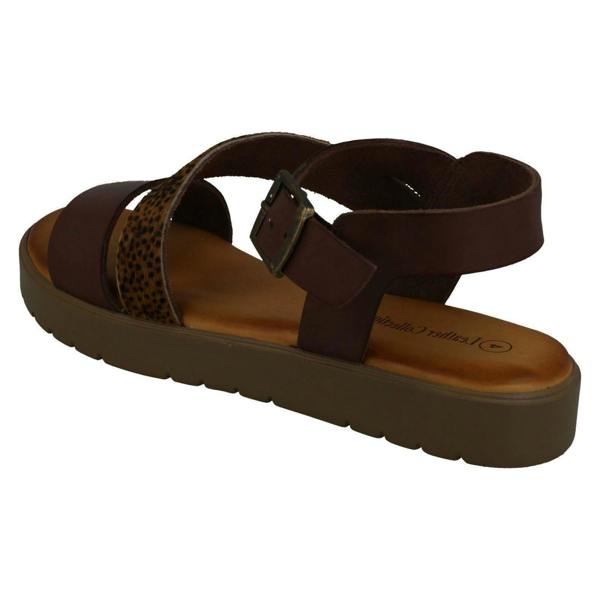 Leather Collection Ladies Leather Collection Flatform Sandals F00204