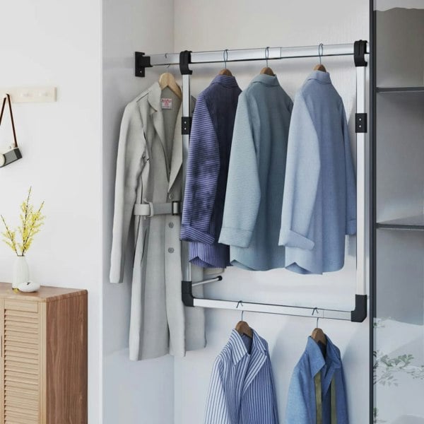 Berkfield Telescopic Wardrobe Hanging Rail Silver