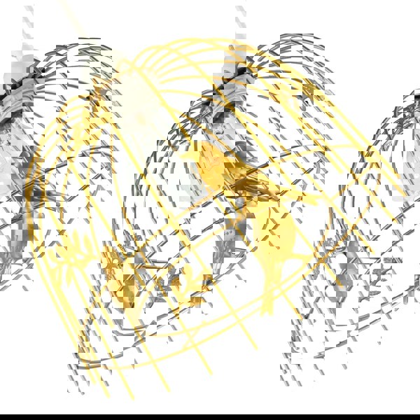 Chic Birdcage Pendant Shade in Satin Gold Metal with Birds and Leaves Image 4