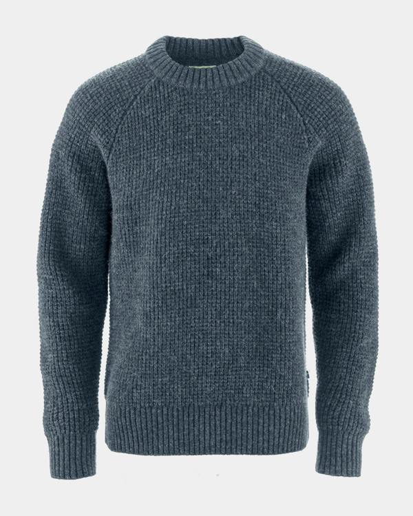 Fjallraven Ovik Waffle Knit Mens Jumper - Navy 560 - CHO - Designer Mens Jumpers