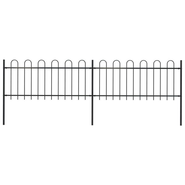 Berkfield Garden Fence with Hoop Top Steel 3.4x0.8 m Black