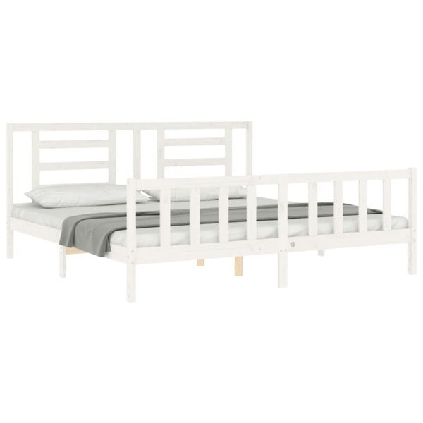 Berkfield Bed Frame with Headboard White 200x200 cm Solid Wood
