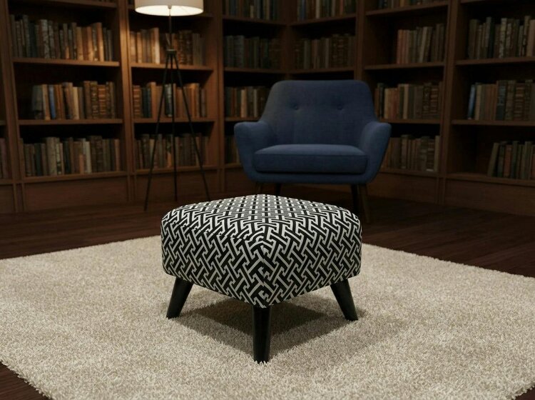 ISTOOLS Premium Eden Embossed Pattern Footstool Ottoman – Window Bay Seat & Multi-Use Coffee Table Bench (Non-Storage) - 19 x 17 Inches (48 x 43cm)