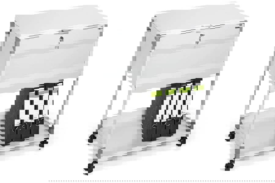 Durable Locking Lid Suspension File Trolley | for 100 A4 Folders | Grey