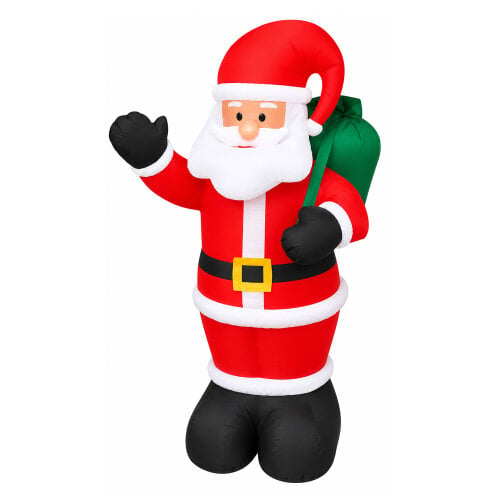 1.8m Inflatable Father Christmas Santa with 3 Internal LED Lights, 12V Fan Motor, Guide Ropes and Transformer, Indoor/Outdoor Christmas Decoration