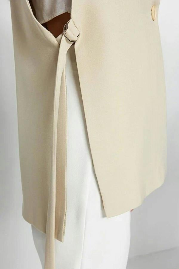 WOVCOR Oversize Lined Woven Vest with Side Tie Detail
