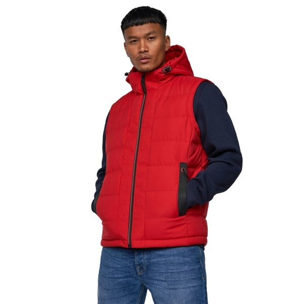 Crosshatch Mens Kampnew Embossed Gilet - Red