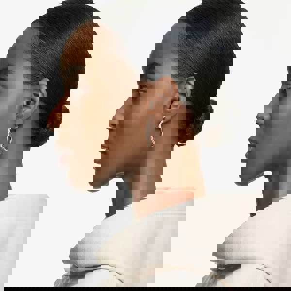 Swarovski Stone Rose Gold Tone Crystal Hoops Earrings 5383938