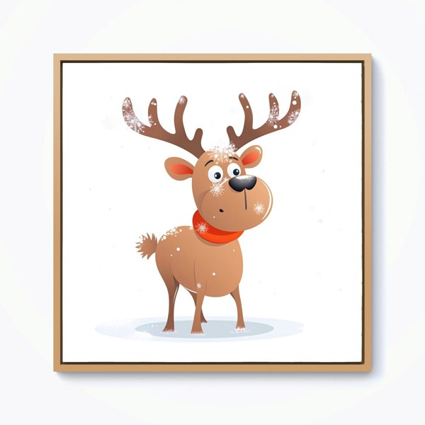 Warren Reed Reindeer In A Scarf Framed Canvas