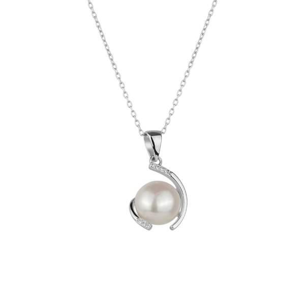 Spero London Sterling Silver Whimsy Swirl Pearl Necklace