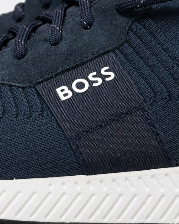BOSS Orange Titanium_Runn Mens Structured-Knit Sock Trainers With Branding NOS - Dark Blue 401