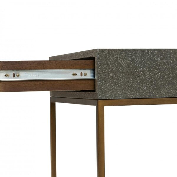 Wyld Haus Mandalo Taupe Shagreen and Brass One Drawer Side Table