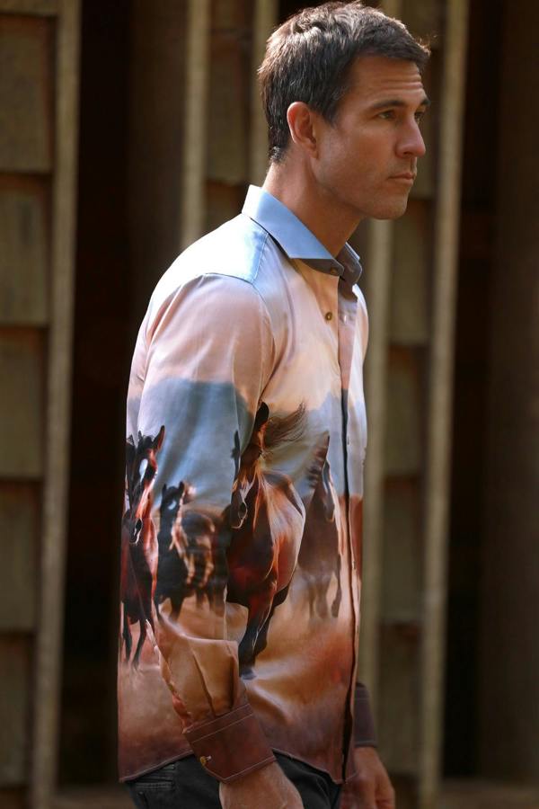 DUSK STAMPEDE PLACEMENT SHIRT - Premium Men's Patterned Shirt by Claudio Lugli | Bold Design, Tailored Fit, Best Printed Shirts