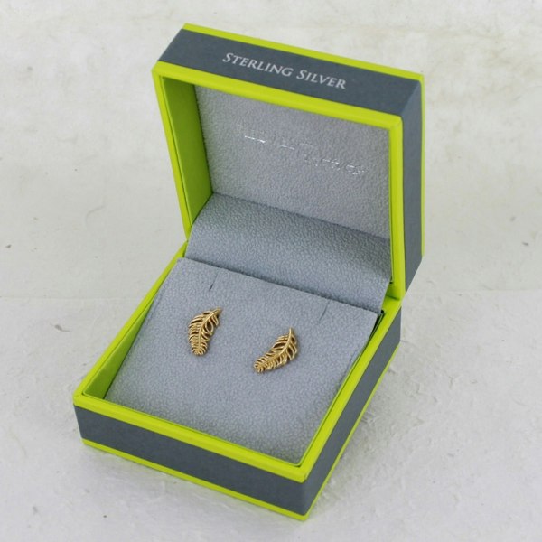 Sterling Silver Feather Stud Earrings - Reeves & Reeves