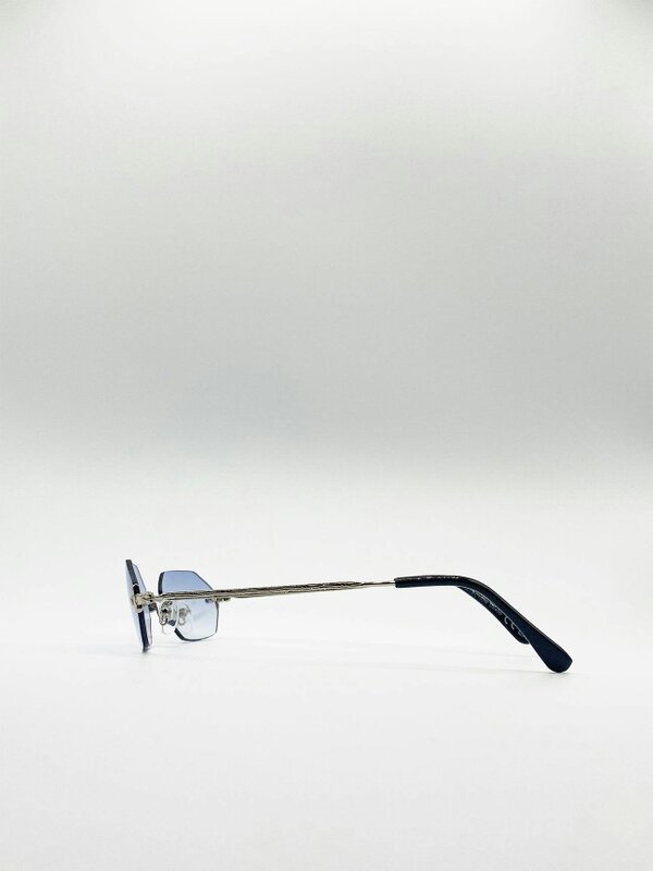 SVNX Rimless Oval Hexagon Sunglasses