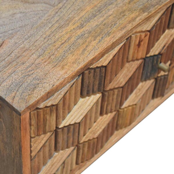 Wyld Haus Talloires Carved Mango Wood Storage Media Unit 2 Drawers 2 Shelves