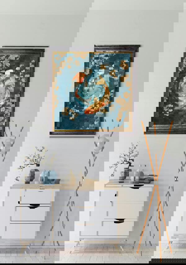 Exceptional Art Japanese Koi Carps Dawn -  Oxford Square Frame