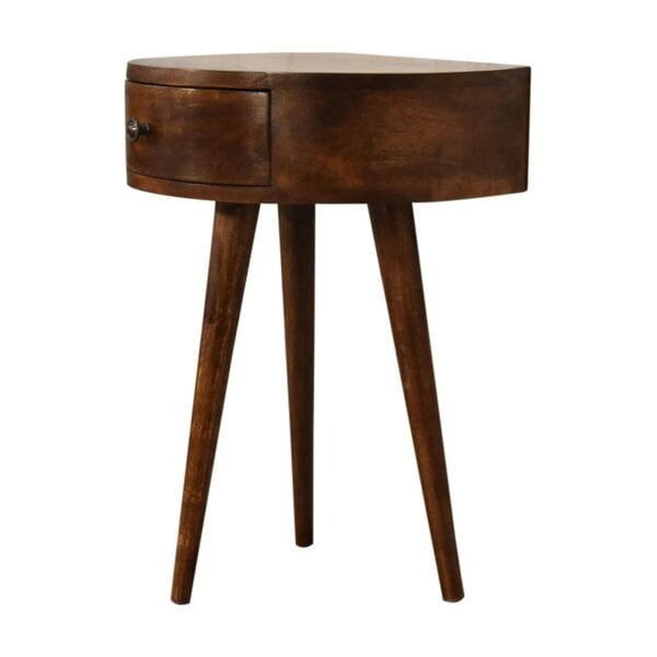 Wyld Haus Collioure Chestnut Mango Wood Semi Circle Bedside Table with Drawer