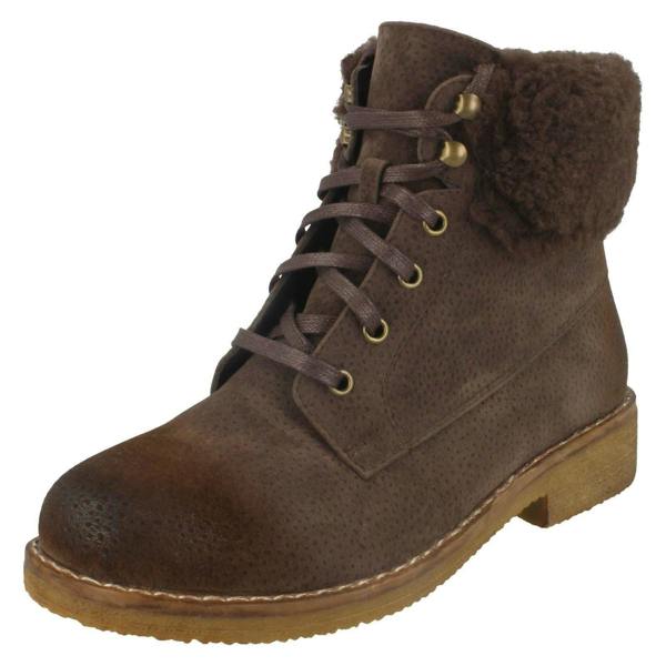 Spot On Ladies Spot On Fur Collar Ankle Boots