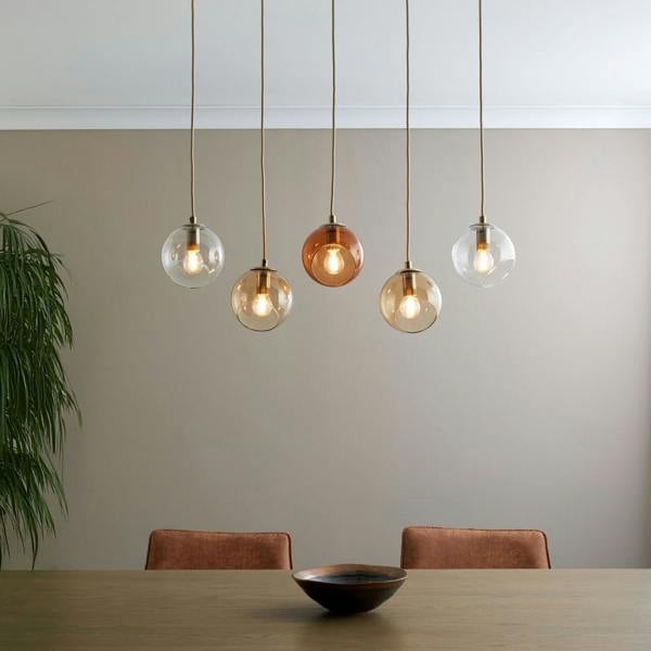 Pagazzi Lighting Branco 5 Light Antique Brass Ceiling Pendant Bar