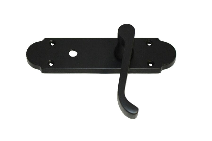 EDH Door Hardware Matt Black Victorian Scroll Bathroom Door Handles With Sash Lock Epsom Pack