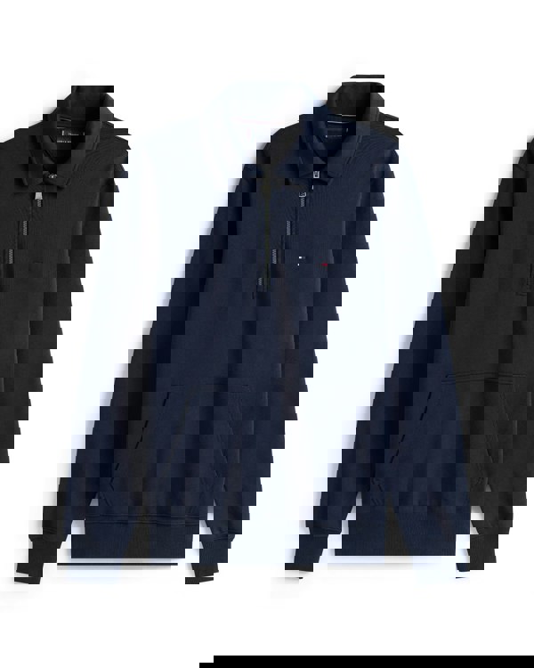 Tommy Hilfiger Essential Terry Long Sleeve Mens Zip Polo - Desert Sky