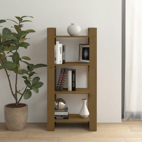 Berkfield Book Cabinet/Room Divider Honey Brown 60x35x125 cm Solid Wood