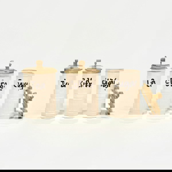 HOMESCAPES Set of 3 Cream Tea, Coffee, Sugar Canisters