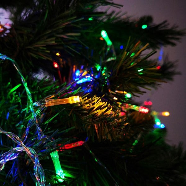 Samuel Alexander 50 LED 5m Premier Christmas Outdoor Multi Function Battery Lights with Timer & Clear Cable in Multicoloured