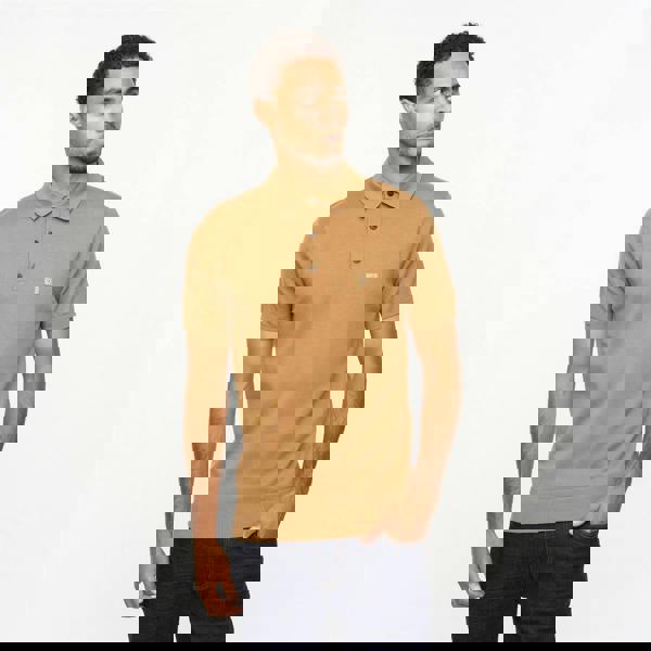 Gabicci V55GK04 Mens Jackson Short Sleeve Plain Knitted Three Button Polo Gabicci Vintage - NUTMEG