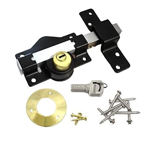 Haven Heritage ® 50mm Long Throw Gate Lock Double Locking Locking from Both Sides, gate Locks for Wooden Gates 5 Keys Stainless Steel