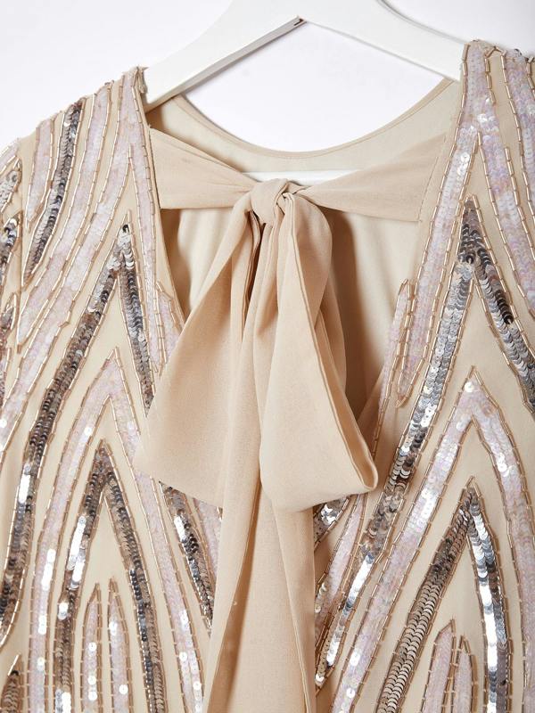 Rose & Nancy Ivory Pearl Beaded Midi Dress
