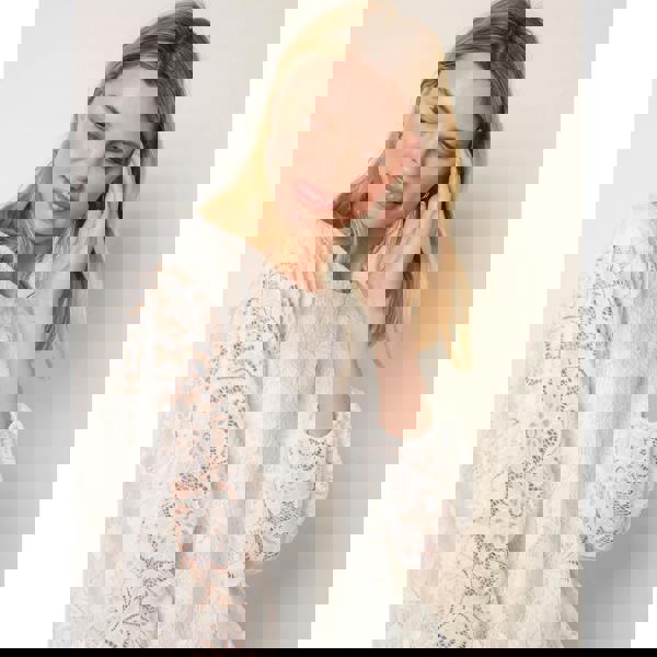 Blue Vanilla Lace Puffball Batwing Top