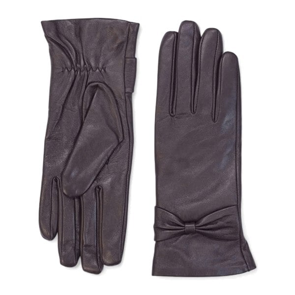 Infinity Leather Women's Leather Wool Lined Bow Knot Accent Gloves