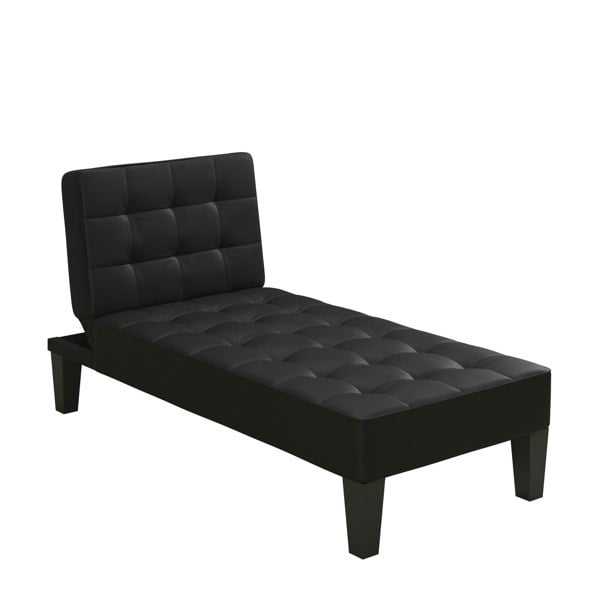 Dorel Home Adalynn Chaise Lounger Black Faux Leather