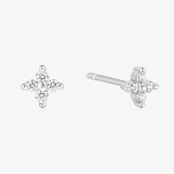 Ania Haie Sunny Sparkler Sterling Silver Cubic Zirconia Petal Stud Earrings E064-01H