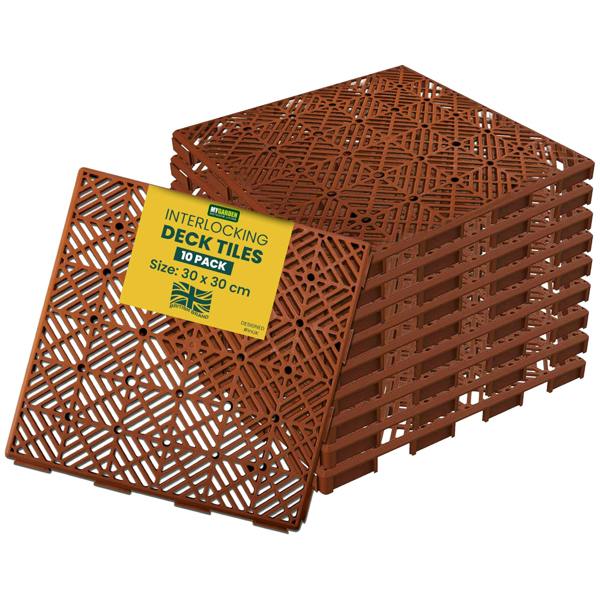 My Garden Outdoor Living My Garden Interlocking Decking Tiles Outdoor - 30x30cm 10 Pack Garden Plastic Tiles Weather-Resistant, Easy Install