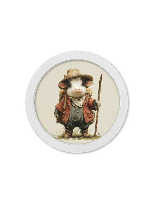 Exceptional Art The Little Farmers - 30cm White Round Box Frame