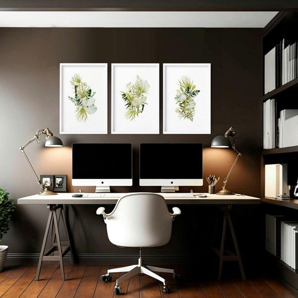 Office desk decor ideas | set of 3 wall art prints